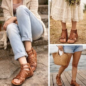 BED|STU Brown Woven Leather Gladiator Sandals
